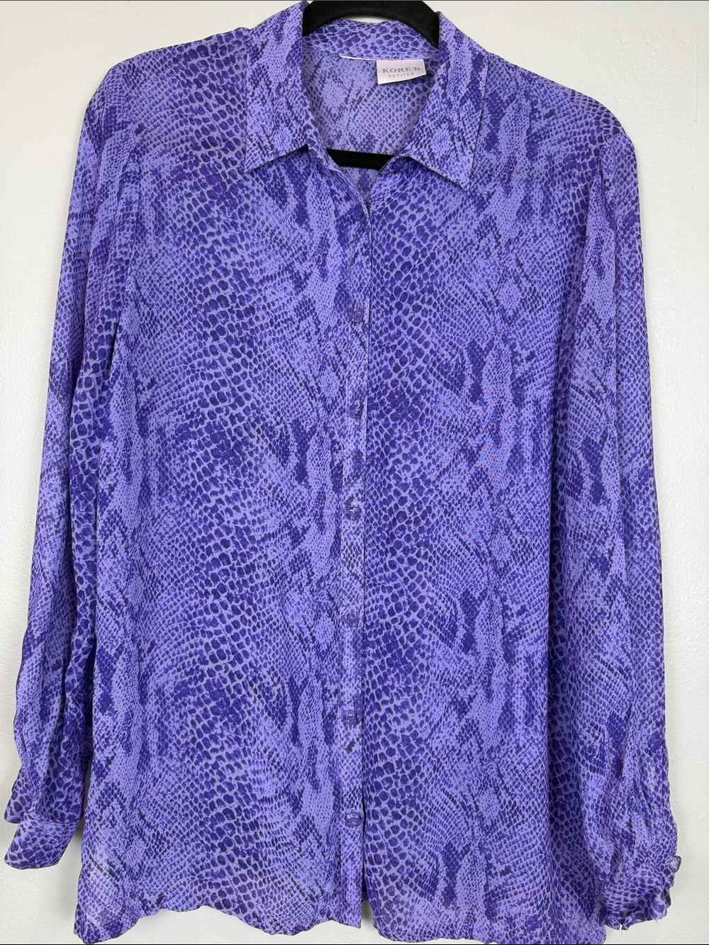 Koret Gorgeous Purple Snake-Print Button Front Blouse - Picture 1 of 4